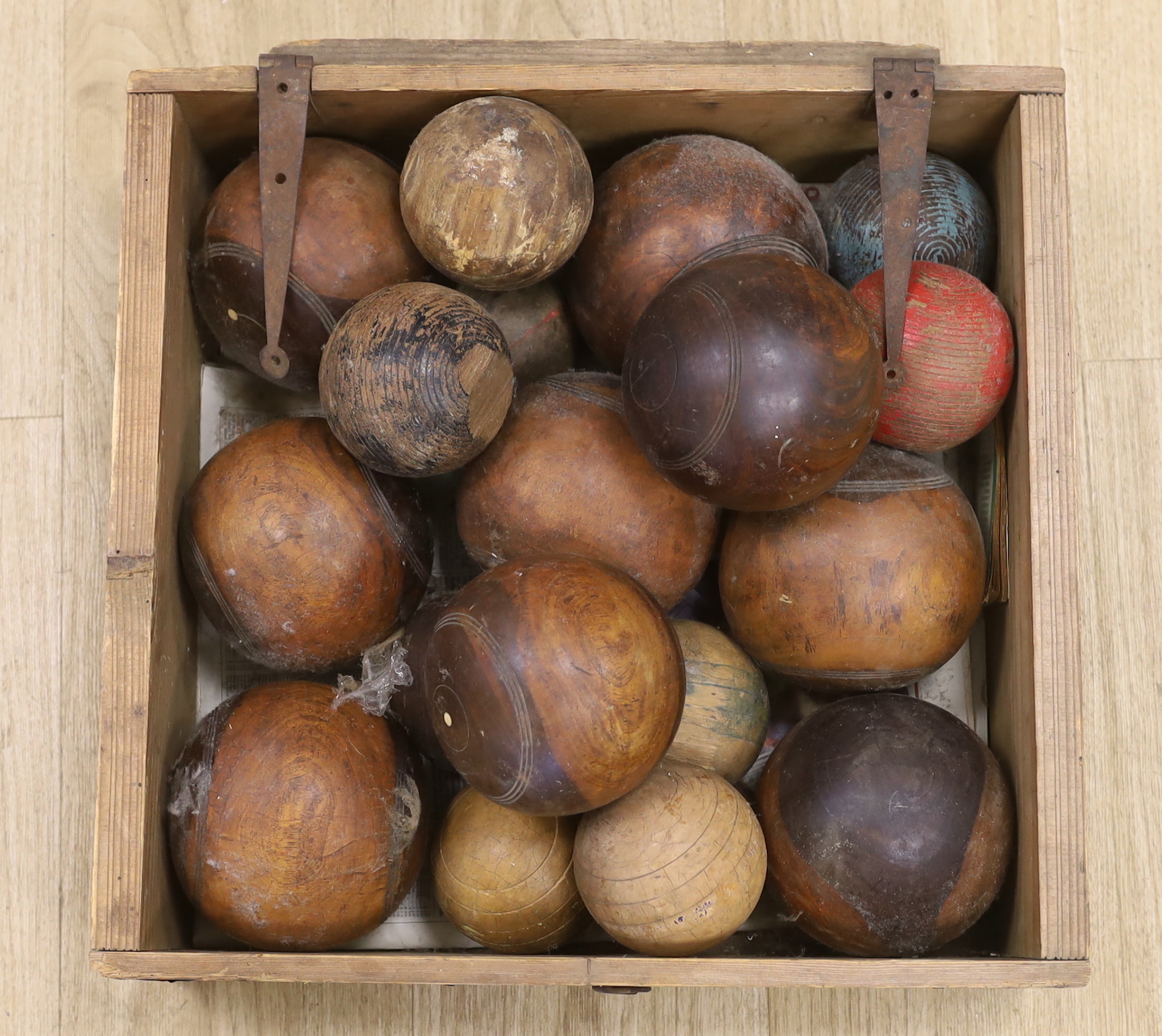 A boxed Table croquet set and a box of lignum vitae etc. bowls